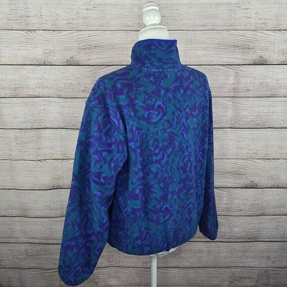 Vintage L.L. Bean Fleece Quarter Snap Patterned Pullover Small USA 70s 80s - Picture 3 of 9